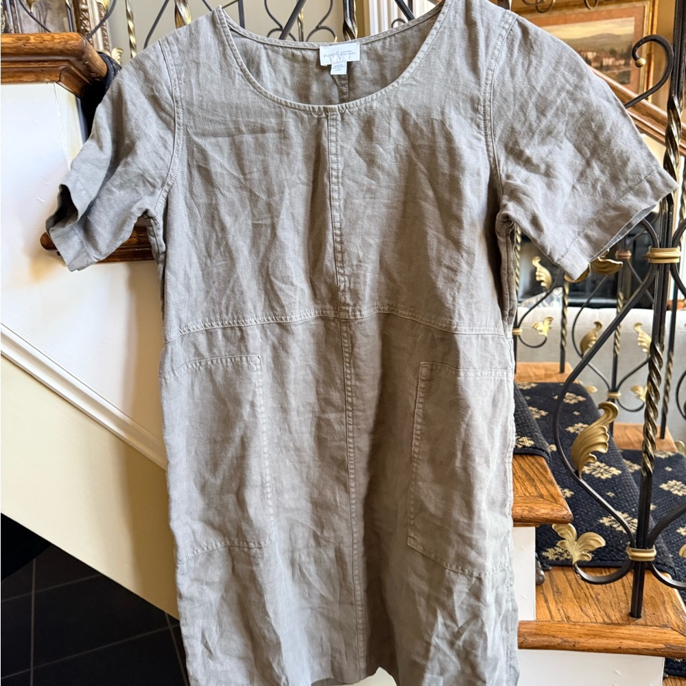 J. Jill Dyed Linen Dress. XSP. Beautiful Olive. Soft 100% Linen - Picture 2 of 9